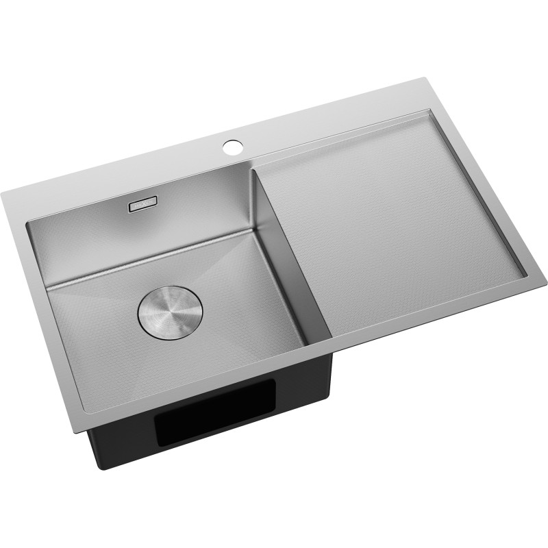 Mexen Exar zlewozmywak stalowy 1-komorowy z ociekaczem, lewy 780 x 480 mm, inox HC - 6433781010L-01HC