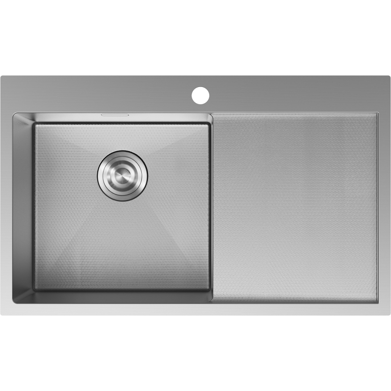 Mexen Exar Edelstahlspüle, 1-beckig mit Abtropffläche, links 780 x 480 mm, Inox HC - 6433781010L-01HC