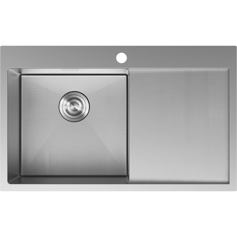 Mexen Exar zlewozmywak stalowy 1-komorowy z ociekaczem, lewy 780 x 480 mm, inox HC - 6433781010L-01HC