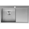 Mexen Exar čelični sudoper s jednom komorom i ocjeđivačem, lijevi 780 x 480 mm, inox HC - 6433781010L-01HC