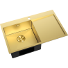 Mexen Exar Edelstahlspüle 1-Becken mit Abtropffläche links 780 x 480 mm, goldfarben - 6433781010L-55