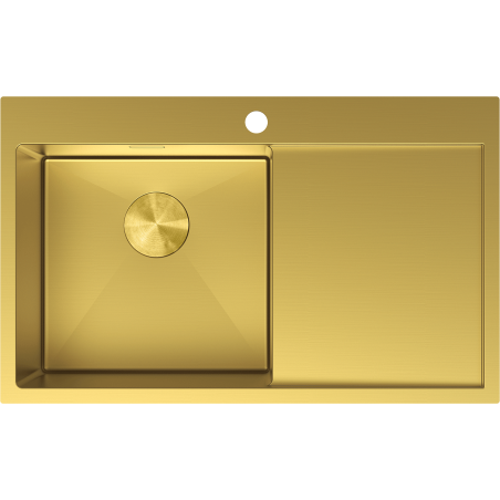 Mexen Exar Edelstahlspüle 1-Becken mit Abtropffläche links 780 x 480 mm, goldfarben - 6433781010L-55