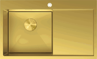 Mexen Exar Edelstahlspüle 1-Becken mit Abtropffläche links 780 x 480 mm, goldfarben - 6433781010L-55