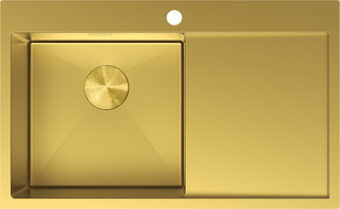 Mexen Exar fregadero de acero de 1 compartimento con escurridor, izquierdo 780 x 480 mm, dorado - 6433781010L-55