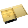 Mexen Exar Edelstahlspüle 1-Becken mit Abtropffläche links 780 x 480 mm, goldfarben - 6433781010L-55