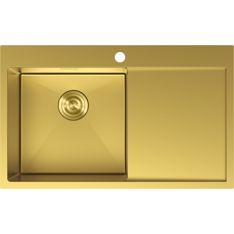 Mexen Exar évier en acier inoxydable à 1 bac avec égouttoir, gauche 780 x 480 mm, doré - 6433781010L-55