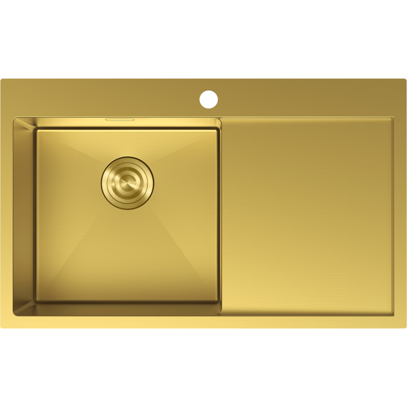 Mexen Exar Stahlde Bak 1-Kummer mat Drëpsfläch, lénks 780 x 480 mm, gëllen - 6433781010L-55