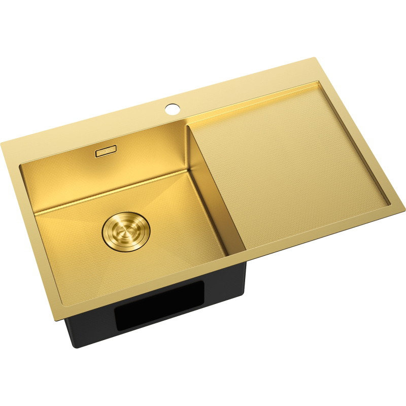 Mexen Exar zlewozmywak stalowy 1-komorowy z ociekaczem, lewy 780 x 480 mm, złoty HC - 6433781010L-55HC