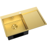 Mexen Exar roestvrijstalen spoelbak met 1 bak en links afdruiprek 780 x 480 mm, gouden HC - 6433781010L-55HC