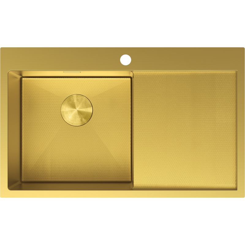 Mexen Exar einzelner Edelstahlspülbecken mit Abtropffläche, links 780 x 480 mm, gold HC - 6433781010L-55HC