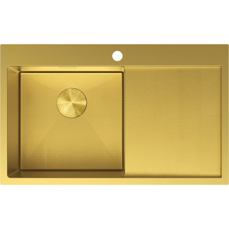 Mexen Exar évier en acier 1 bac avec égouttoir gauche 780 x 480 mm, or HC - 6433781010L-55HC