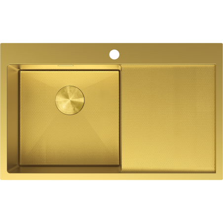 Mexen Exar tērauda izlietne ar 1 nodalījumu un noteces daļu, kreisā 780 x 480 mm, zelta HC - 6433781010L-55HC