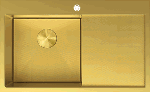 Mexen Exar 1-compartiment stalen spoelbak met afdruiprek, links 780 x 480 mm, goud HC - 6433781010L-55HC