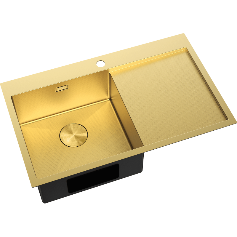 Mexen Exar lava-louça de aço inoxidável de 1 cuba com escorredor esquerdo 780 x 480 mm, dourado HC - 6433781010L-55HC