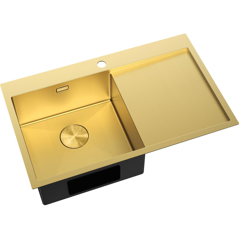 Mexen Exar zlewozmywak stalowy 1-komorowy z ociekaczem, lewy 780 x 480 mm, złoty HC - 6433781010L-55HC