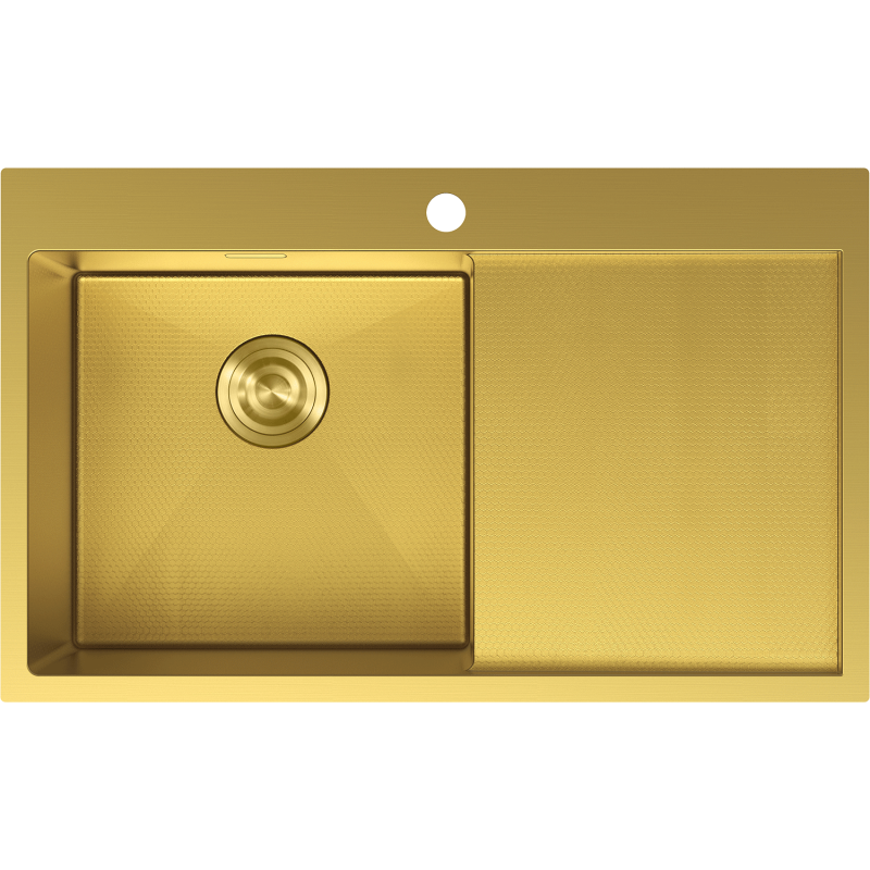 Mexen Exar einzelner Edelstahlspülbecken mit Abtropffläche, links 780 x 480 mm, gold HC - 6433781010L-55HC