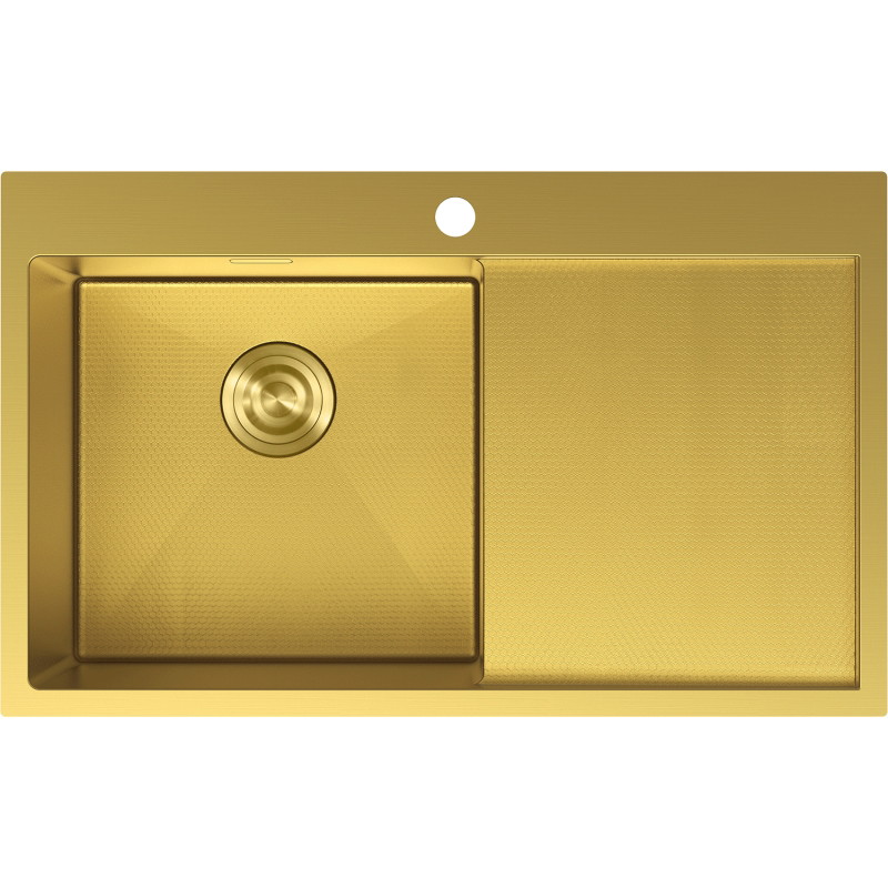 Mexen Exar zlewozmywak stalowy 1-komorowy z ociekaczem, lewy 780 x 480 mm, złoty HC - 6433781010L-55HC
