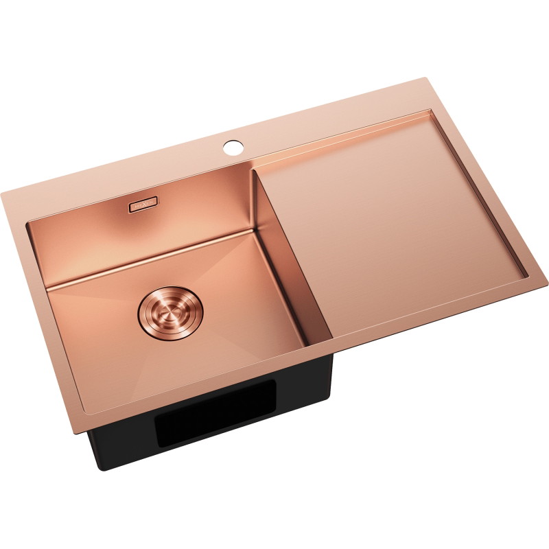 Mexen Exar zlewozmywak stalowy 1-komorowy z ociekaczem, lewy 780 x 480 mm, miedź - 6433781010L-65