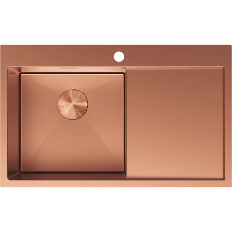 Mexen Exar évier en acier à 1 bac avec égouttoir gauche 780 x 480 mm, cuivre - 6433781010L-65