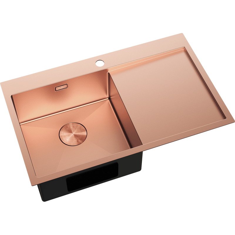 Mexen Exar zlewozmywak stalowy 1-komorowy z ociekaczem, lewy 780 x 480 mm, miedź - 6433781010L-65