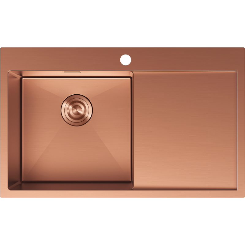 Mexen Exar évier en acier inoxydable à 1 bac avec égouttoir, gauche 780 x 480 mm, cuivre - 6433781010L-65