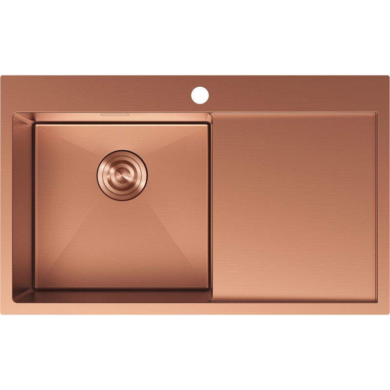 Mexen Exar zlewozmywak stalowy 1-komorowy z ociekaczem, lewy 780 x 480 mm, miedź - 6433781010L-65