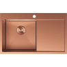 Mexen Exar stalen spoelbak 1-kompartiment met afdruiprek links 780 x 480 mm, koper - 6433781010L-65