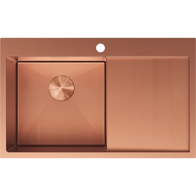 Mexen Exar zlewozmywak stalowy 1-komorowy z ociekaczem, lewy 780 x 480 mm, miedź HC - 6433781010L-65HC