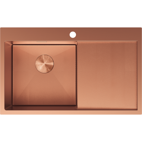 Mexen Exar 1-bowl stainless steel sink with left drainer 780 x 480 mm, copper HC - 6433781010L-65HC