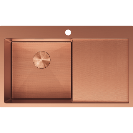 Mexen Exar steel sink 1-bowl with drainer, left 780 x 480 mm, copper HC - 6433781010L-65HC