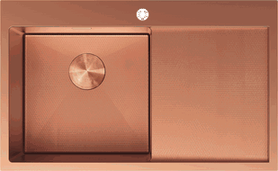 Mexen Exar Edelstahlspüle 1 Becken mit Abtropffläche, links 780 x 480 mm, Kupfer HC - 6433781010L-65HC