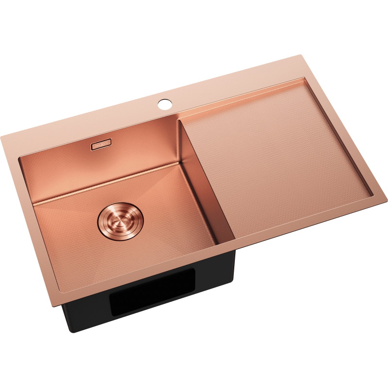 Mexen Exar Čelični sudoper s jednom komorom s ocjednicom, lijevi 780 x 480 mm, bakar HC - 6433781010L-65HC