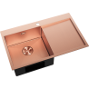 Mexen Exar stalen spoelbak 1-komerig met linker afdruiprek 780 x 480 mm, koper HC - 6433781010L-65HC