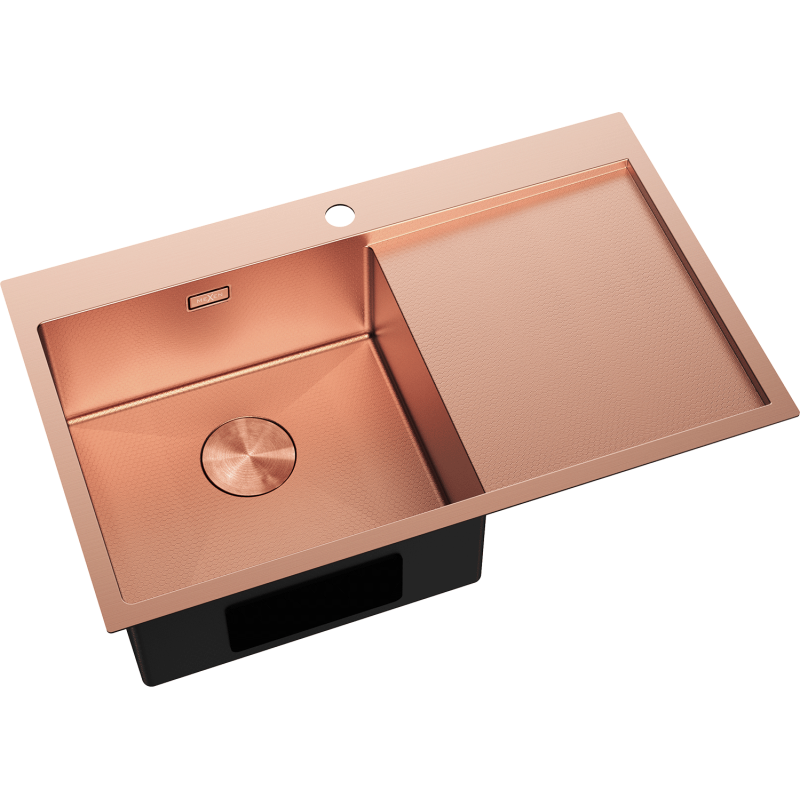 Mexen Exar évier en acier inoxydable 1 cuve avec égouttoir à gauche 780 x 480 mm, cuivre HC - 6433781010L-65HC