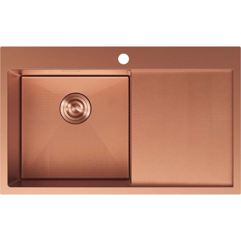 Mexen Exar Čelični sudoper s jednom komorom s ocjednicom, lijevi 780 x 480 mm, bakar HC - 6433781010L-65HC