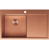 Mexen Exar Edelstahlspüle 1-beckig mit Abtropffläche links 780 x 480 mm, Kupfer HC - 6433781010L-65HC