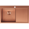 Mexen Exar stalen spoelbak 1-komerig met linker afdruiprek 780 x 480 mm, koper HC - 6433781010L-65HC