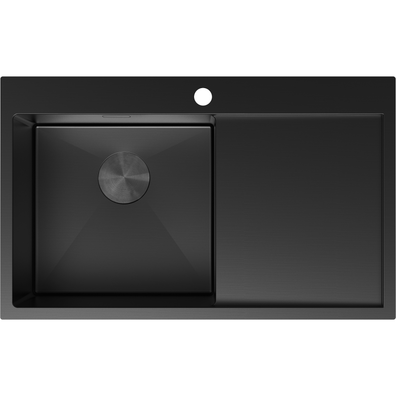 Mexen Exar Edelstahlspüle 1-Becken mit linker Abtropffläche 780 x 480 mm, schwarz - 6433781010L-70
