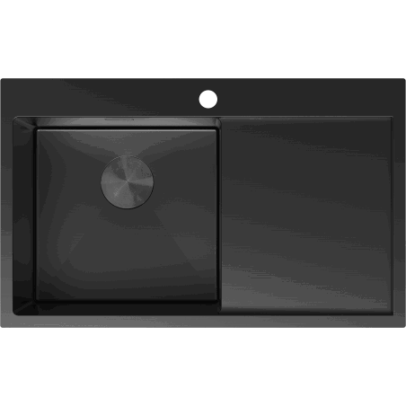 Mexen Exar tērauda virtuves izlietne ar vienu nodalījumu un reni, kreisā 780 x 480 mm, melna - 6433781010L-70