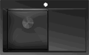 Mexen Exar stalen spoelbak 1-kamer met afdruiprek, links 780 x 480 mm, zwart - 6433781010L-70