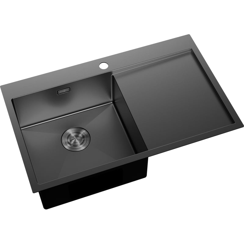 Mexen Exar terasest 1-kambriline kraanikauss äravooluga, vasak 780 x 480 mm, must - 6433781010L-70