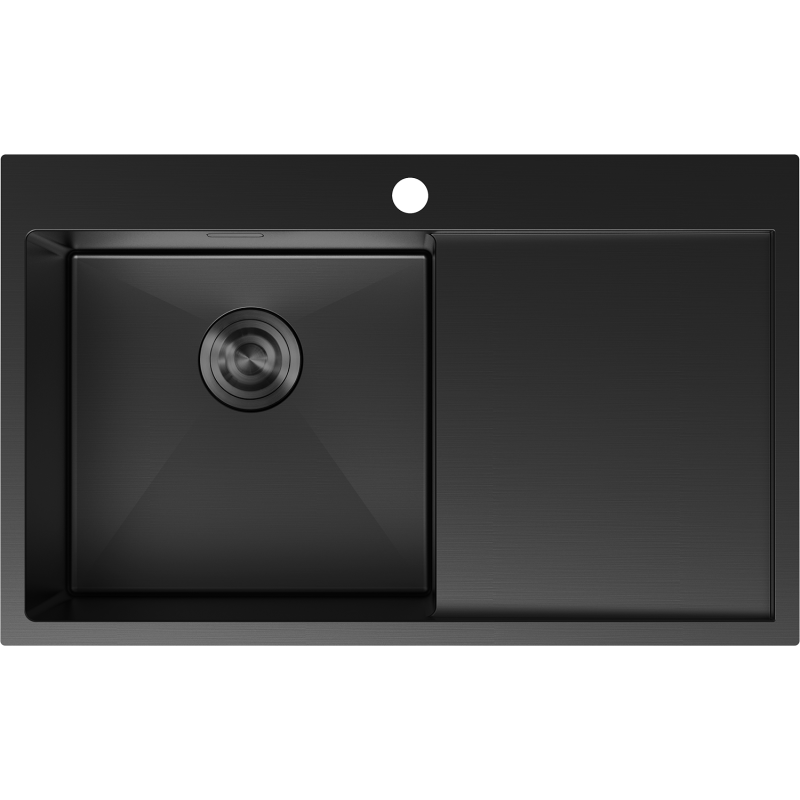 Mexen Exar fregadero de acero inoxidable de 1 cubeta con escurridor, izquierdo 780 x 480 mm, negro - 6433781010L-70