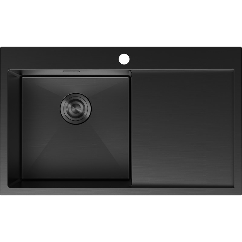 Mexen Exar zlewozmywak stalowy 1-komorowy z ociekaczem, lewy 780 x 480 mm, czarny - 6433781010L-70
