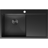Mexen Exar Edelstahlspüle 1-Becken mit linker Abtropffläche 780 x 480 mm, schwarz - 6433781010L-70