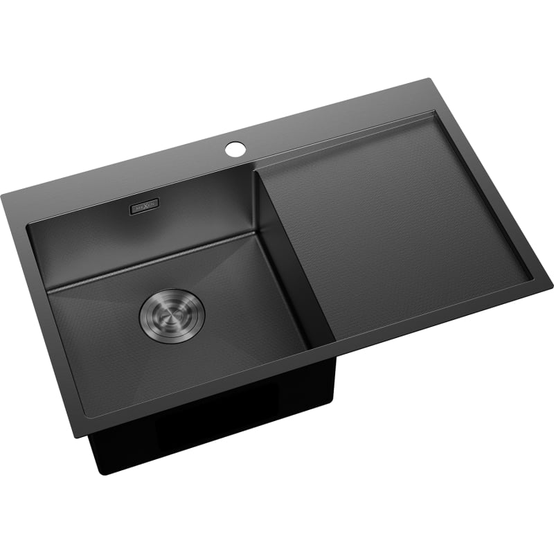 Mexen Exar zlewozmywak stalowy 1-komorowy z ociekaczem, lewy 780 x 480 mm, czarny HC - 6433781010L-70HC
