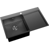 Mexen Exar Edelstahlspüle 1-beckig mit Abtropffläche links 780 x 480 mm, schwarz HC - 6433781010L-70HC