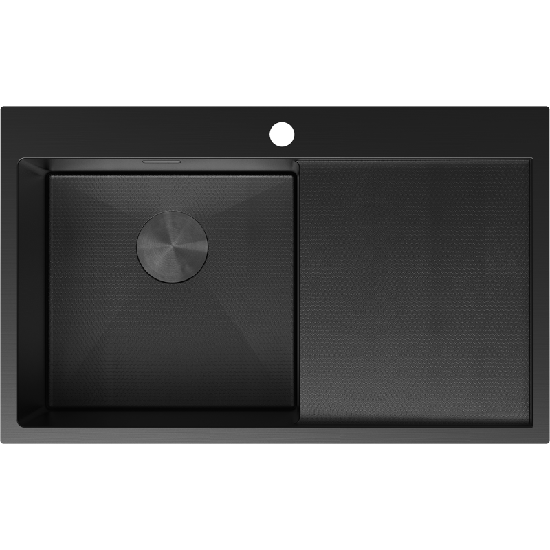 Mexen Exar enkel diskbänk i stål med avrinning till vänster 780 x 480 mm, svart HC - 6433781010L-70HC