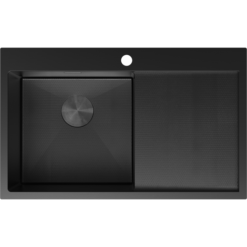 Mexen Exar roestvrijstalen gootsteen met 1 bak en afdruiprek links 780 x 480 mm, zwart HC - 6433781010L-70HC