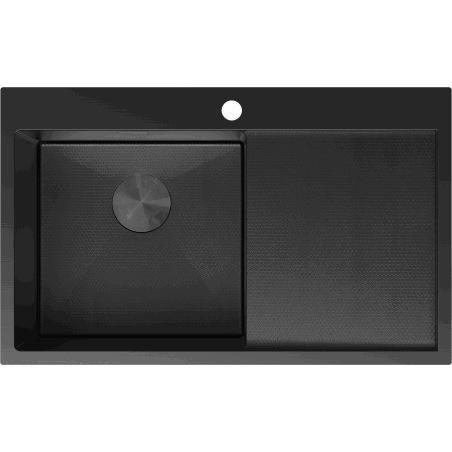 Mexen Exar évier en acier 1 bac avec égouttoir gauche 780 x 480 mm, noir HC - 6433781010L-70HC