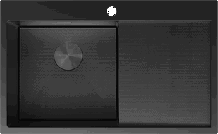 Mexen Exar évier en acier inoxydable 1 bac avec égouttoir gauche 780 x 480 mm, noir HC - 6433781010L-70HC